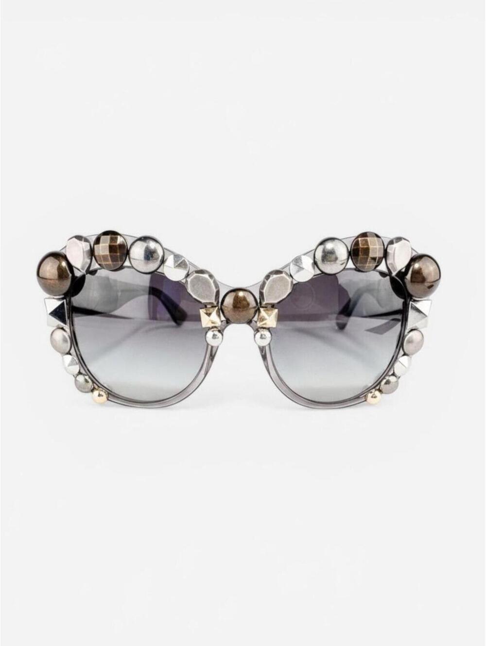 Dolce & Gabbana DG4266 Gray Translucent Metal Stud Sunglasses | NWT Rare